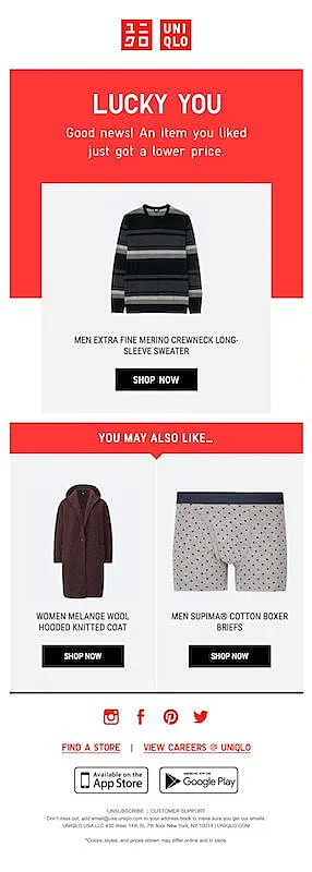 Uniqlo promotional email