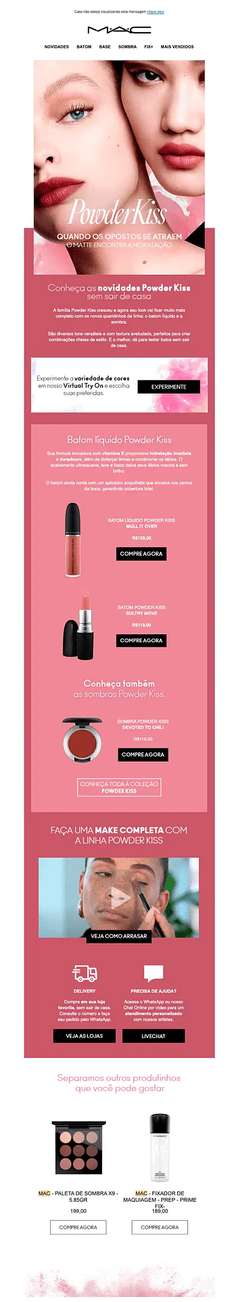 email marketing exemplos da MAC