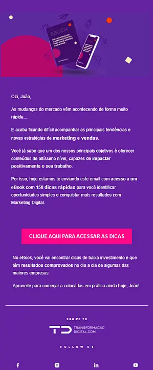 email marketing exemplos transformacao digital