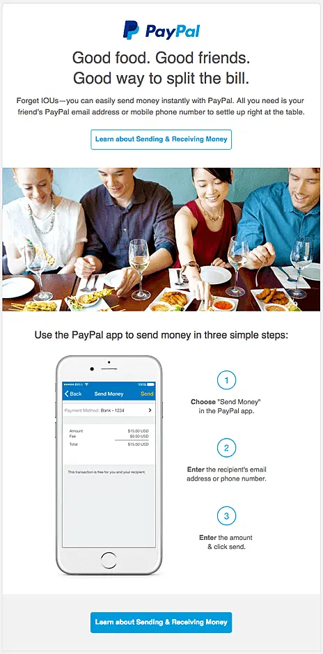 email marketing exemplos paypal