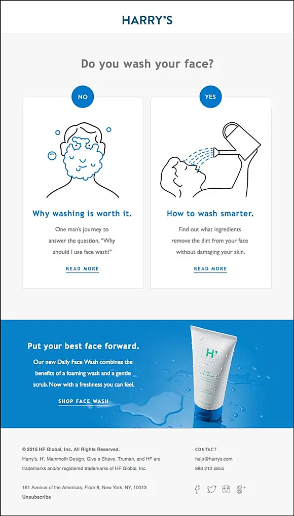 email marketing exemplos harrys