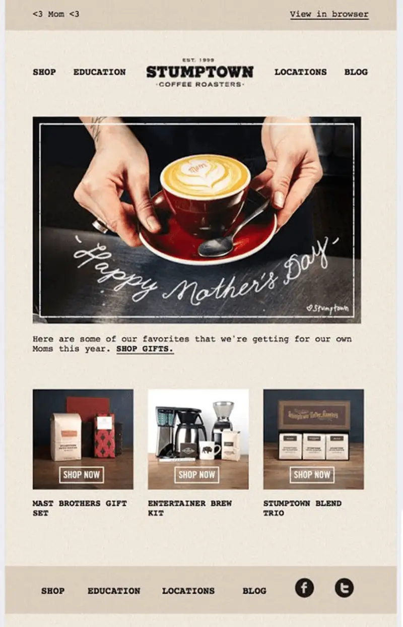 36 exemplo de email marketing stumptown coffee roasters