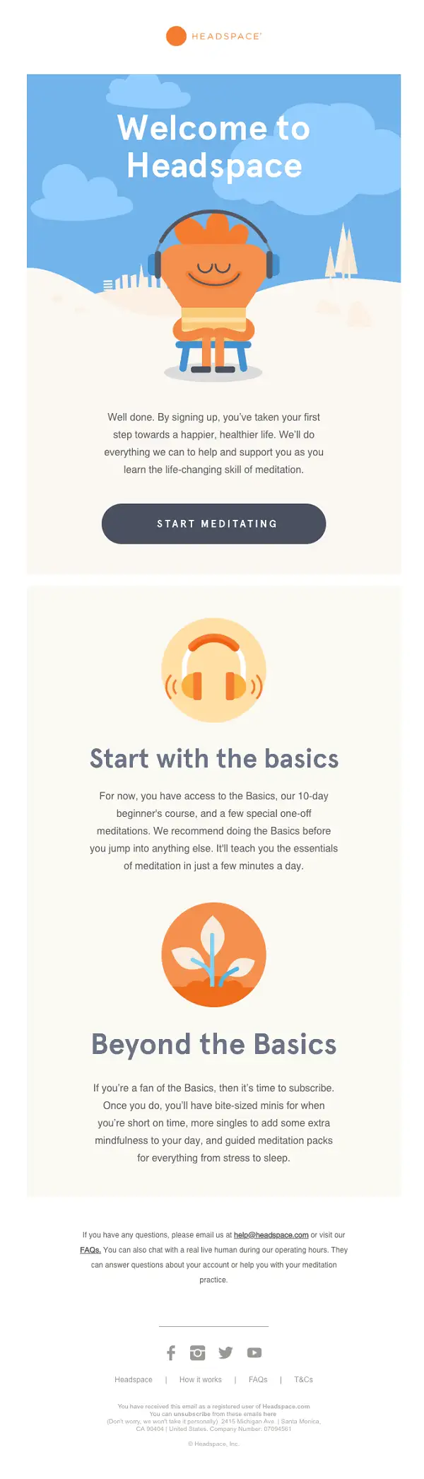 5 email marketing exemplos headspace