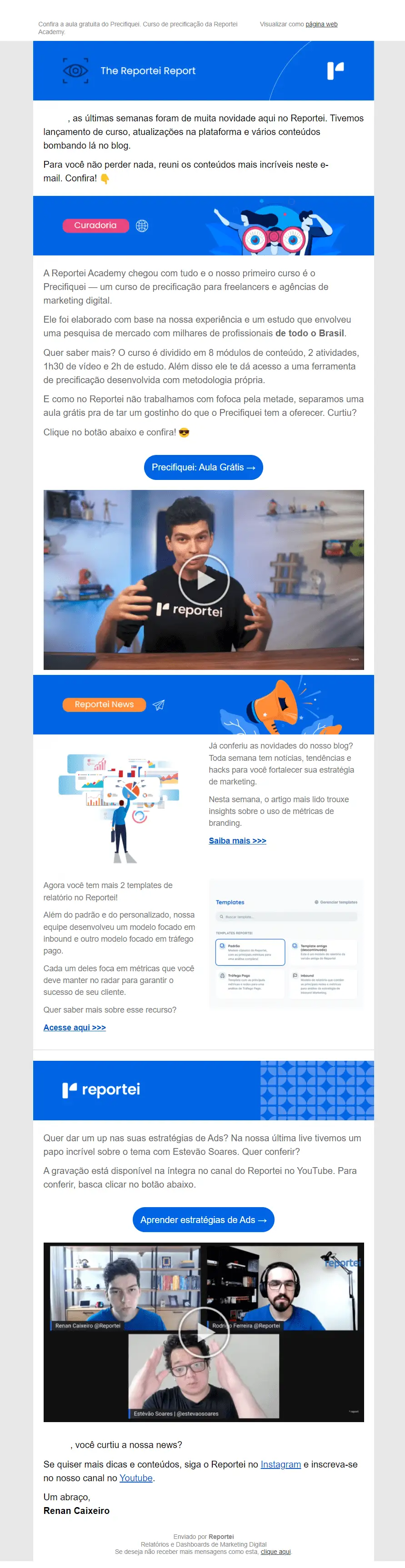 8 email marketing exemplos reportei