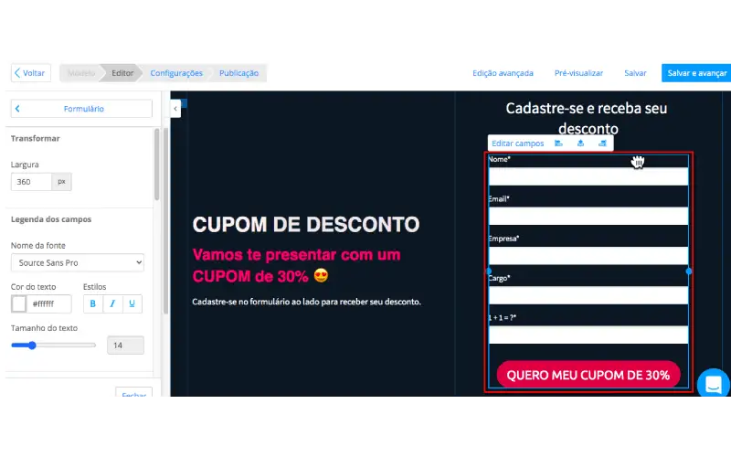 Editor de template de email marketing RD Station