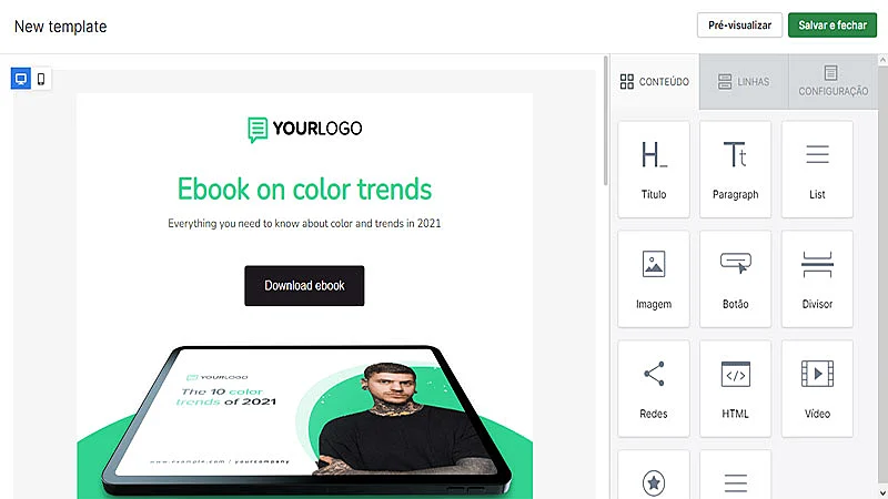Captura de tela da ferramenta de email marketing da Pipedrive