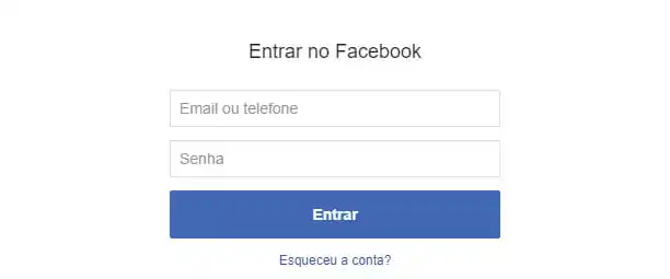 Tela de login com o Facebook