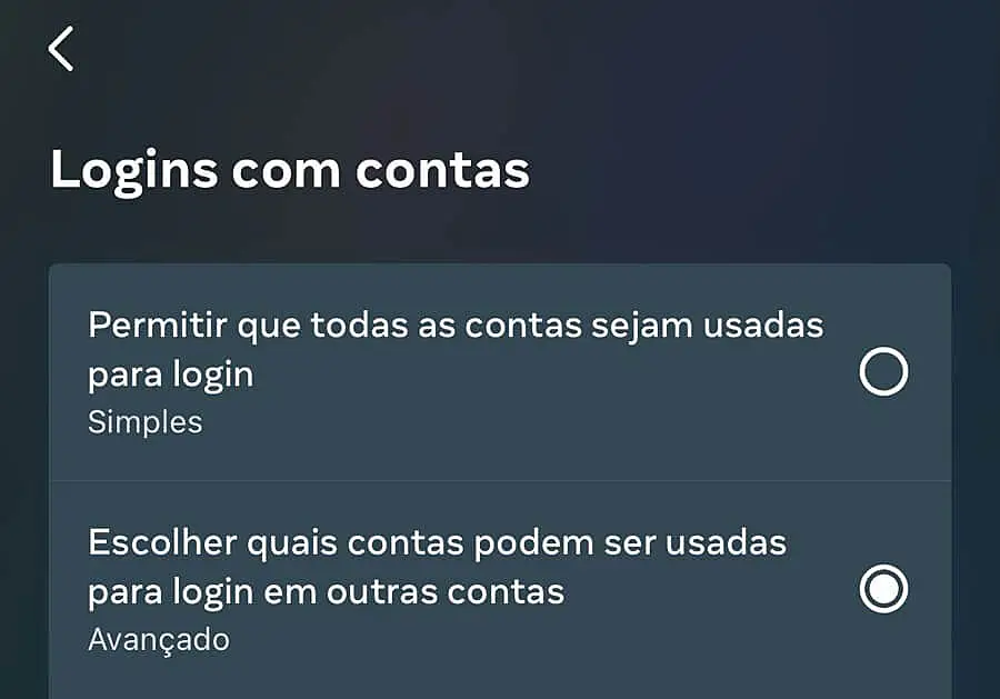 Login com contas Instagram