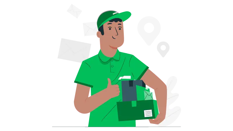 Entrega Expressa Imagem vetorizada de um entregador fazendo uma entrega expressa