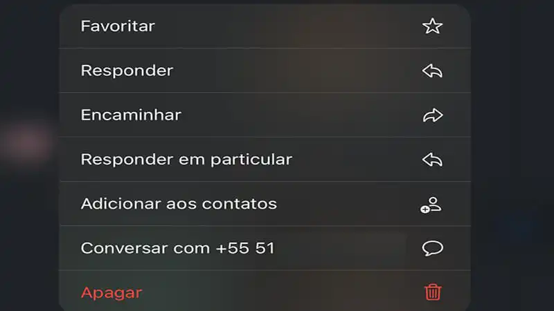 Recorte de um grupo de WhatsApp com opções de mensagem