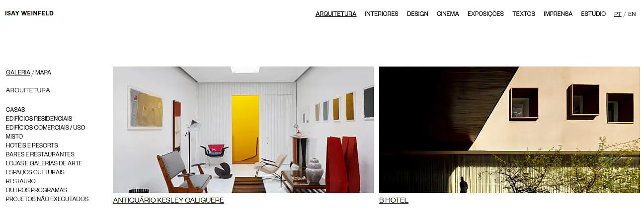 Foto do site do escritório de arquitetura Isay Weinfeld