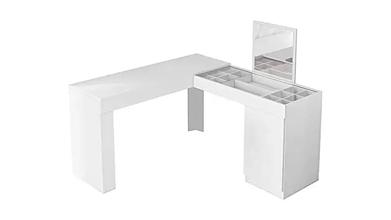 imagem de uma escrivaninha com penteadeira da Mobler na cor branca