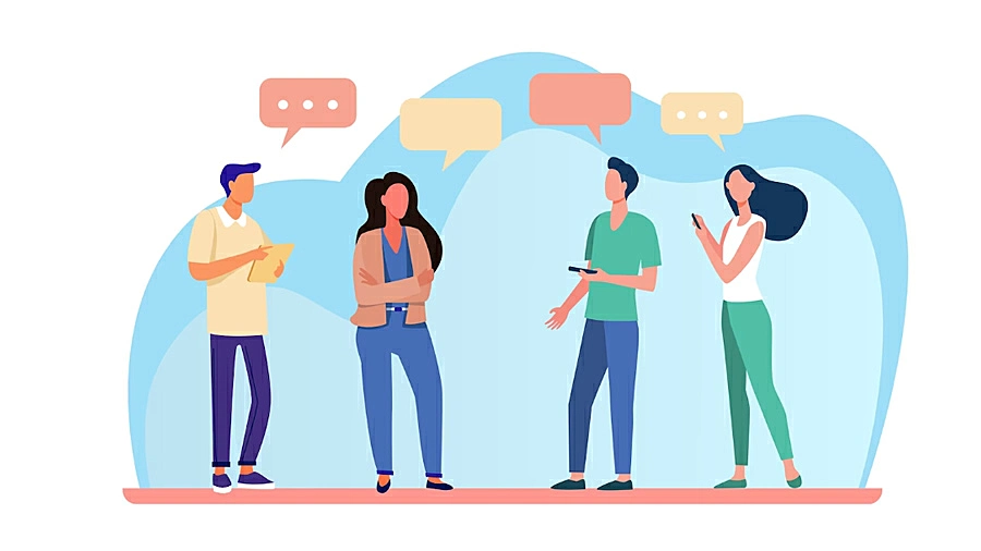 ilustración de un grupo de personas hablando