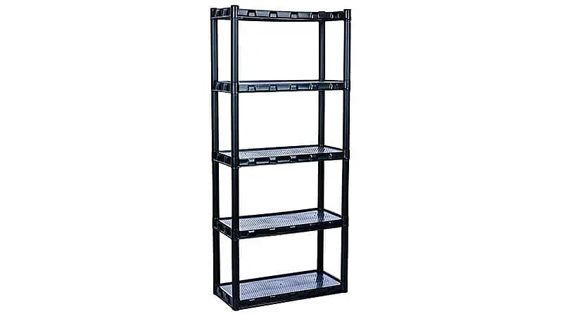 imagem de uma estante organizadora Agraplast na cor preta com cinco prateleiras
