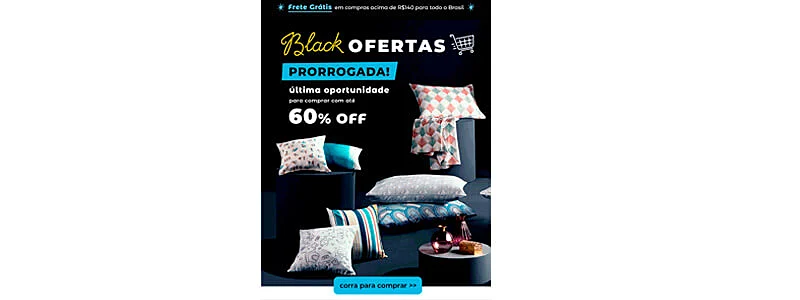 exemplo de anúncio da santista mostrando almofadas e itens de decoração