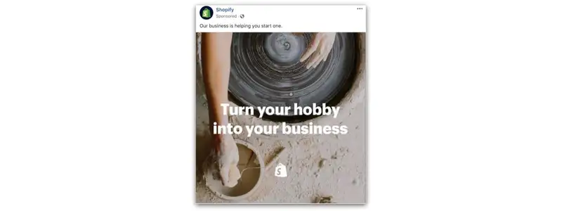 exemplo de anúncio do shopify mostrando um artesão fazendo um pote