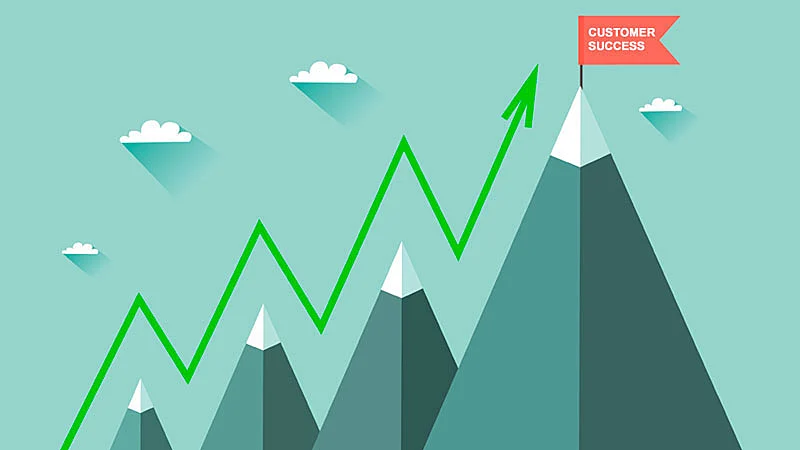 Gráfico en ascensión para representar el éxito del cliente