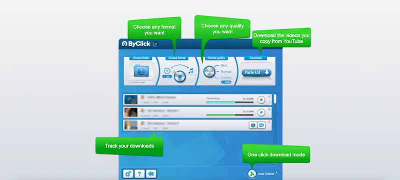 Extract audio from video ByClick Downloader ByClick Downloader page