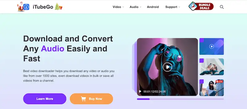 Extract audio from video iTubeGo iTubeGo page