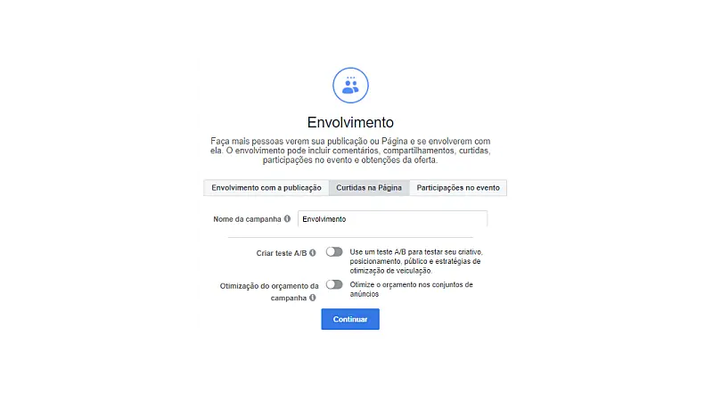 Prit screen envolvimento do anúncio no Facebook Ads