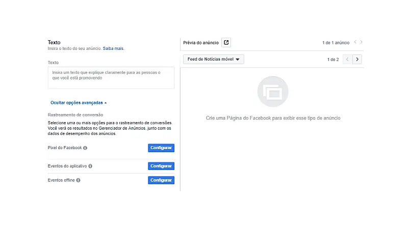 Print screen editar um anúncio no Facebook ads