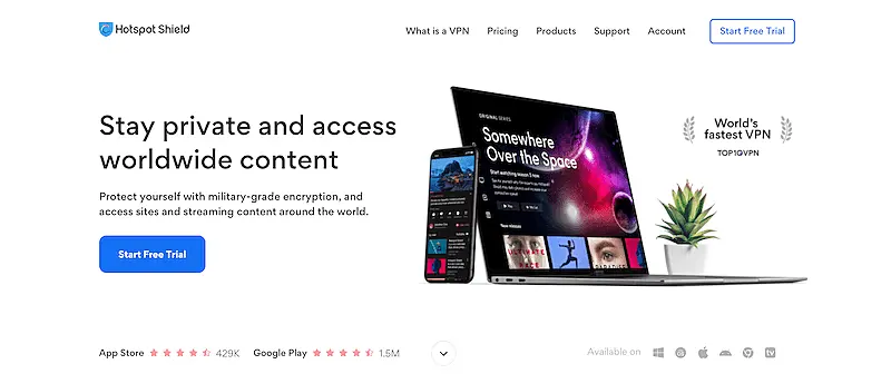 Hotspot Shield home page