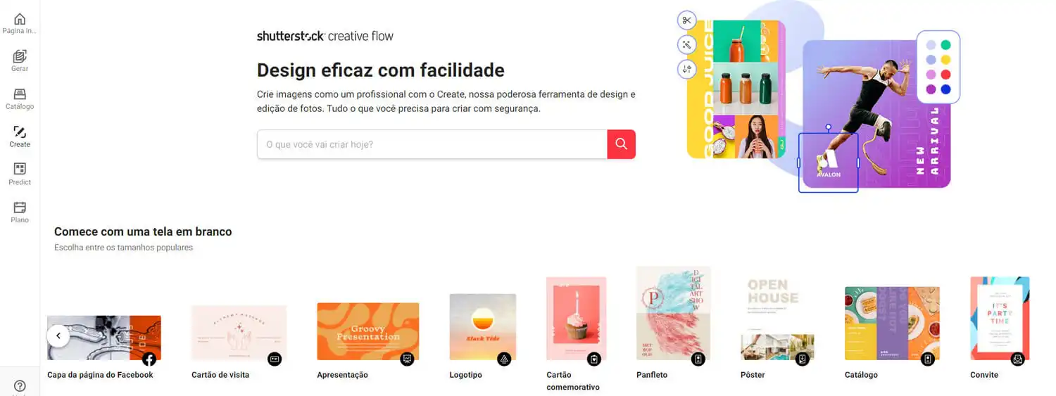 Interface do Shutterstock Creative Flow