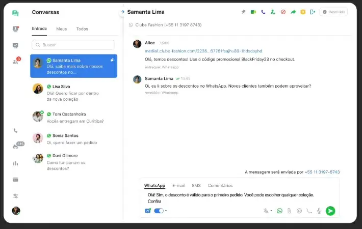 Captura de tela do JivoChat