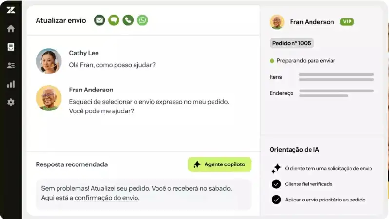 Captura de tela do Zendesk