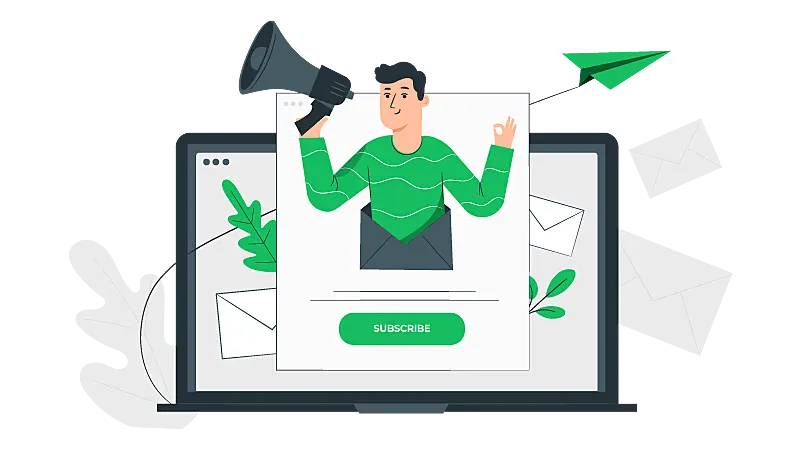 Imagem vetorizada de uma campanha de email marketing para gerar leads