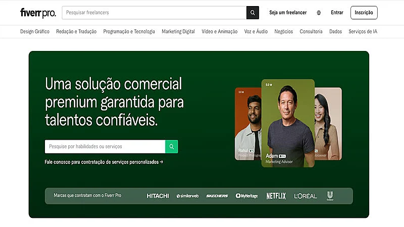 captura de tela do site da Fiverr Pro