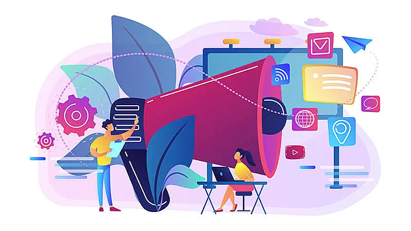 Pessoa se comunicando com outra através de um megafone