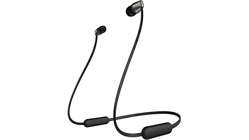 Fone de Ouvido Intra-Auricular Sony imagem de um fone de ouvido intra-auricular Sony na cor preta com ponteiras de silicone na cor preta