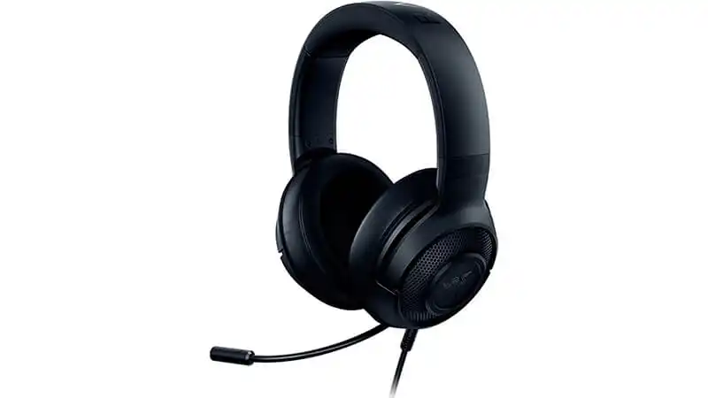 Fone Gamer Razer Kraken X Lite imagem que mostra um fone gamer Razer Kraken X Lite na cor preta e de lado
