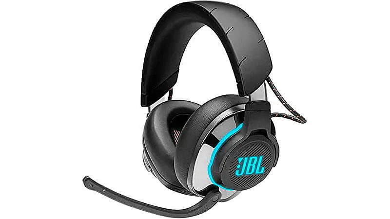imagem que mostra um fone gamer JBL Quantum 800 na cor preta de lado