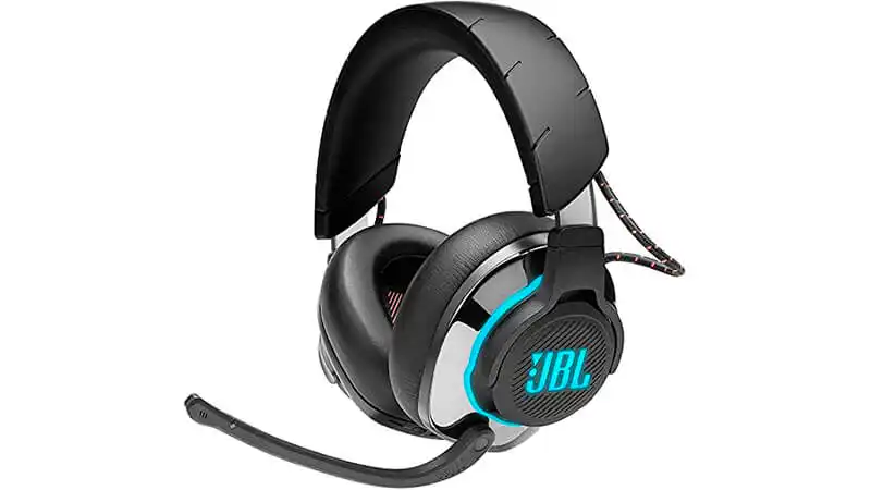Fone Gamer JBL imagem que mostra um fone gamer JBL Quantum 800 na cor preta de lado