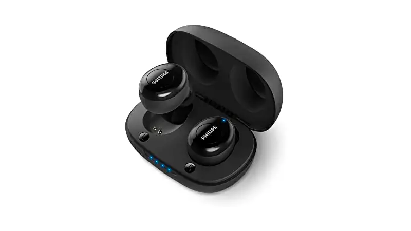 imagem de um par de fone sem fio Philips dentro do case