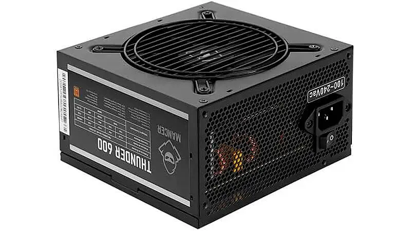 imagem de uma fonte para PC gamer Mancer Thunder na cor preta