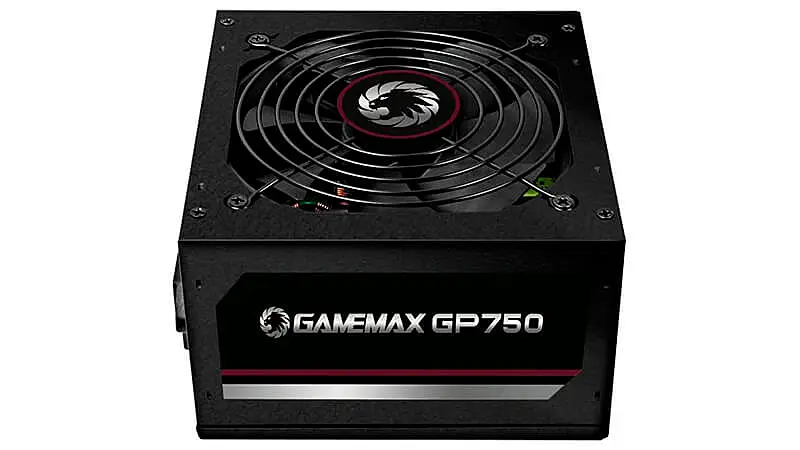 imagem de uma fonte Gamemax GP750 na cor preta