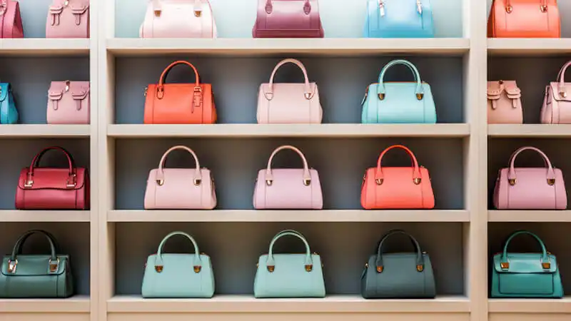 Fornecedor de bolsas Foto de um expositor com várias bolsas