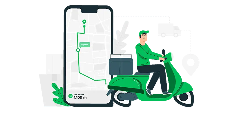 Imagem vetorizada de um homem levando uma encomenda