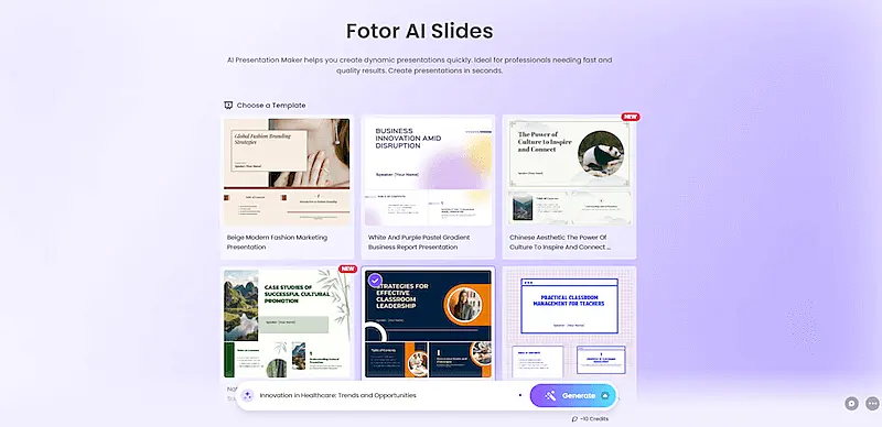 Fotor AI presentation maker 