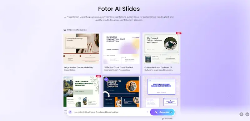 Fotor AI presentation maker 