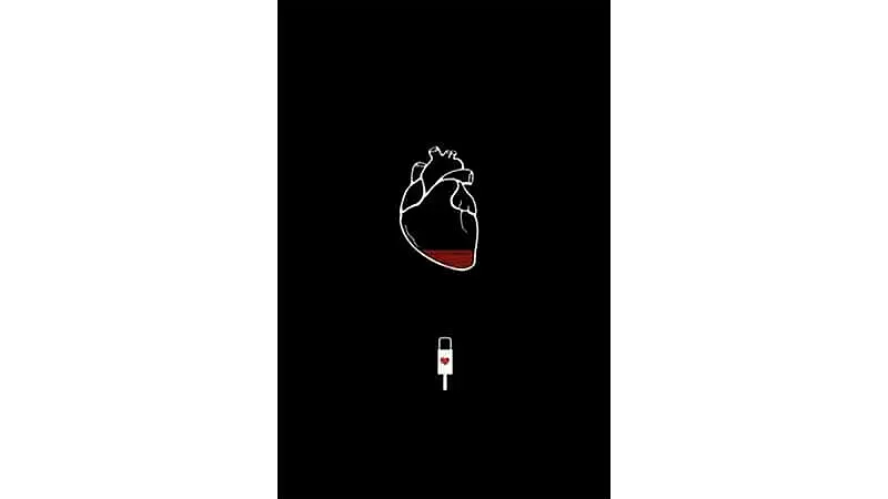 desenho de um coração vazio sendo recarregado por um cabo de celular