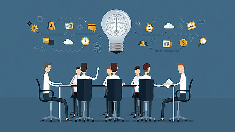 Ilustração de uma mesa de reunião