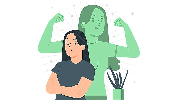 Ilustración de un mujer haciendo un gesto de fuerza