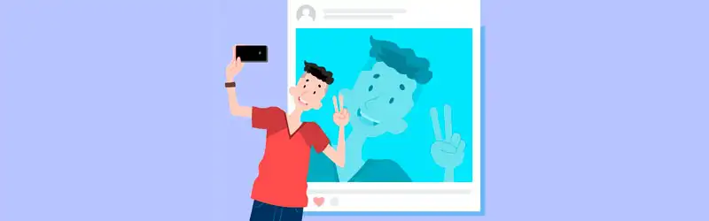 Ilustração de um homem tirando uma selfie