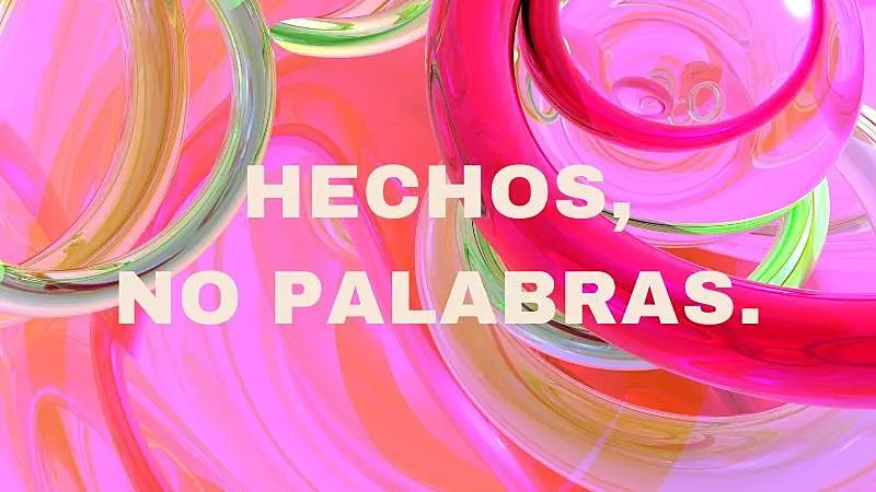 Imagen con la frase"Hechos, no palabras."