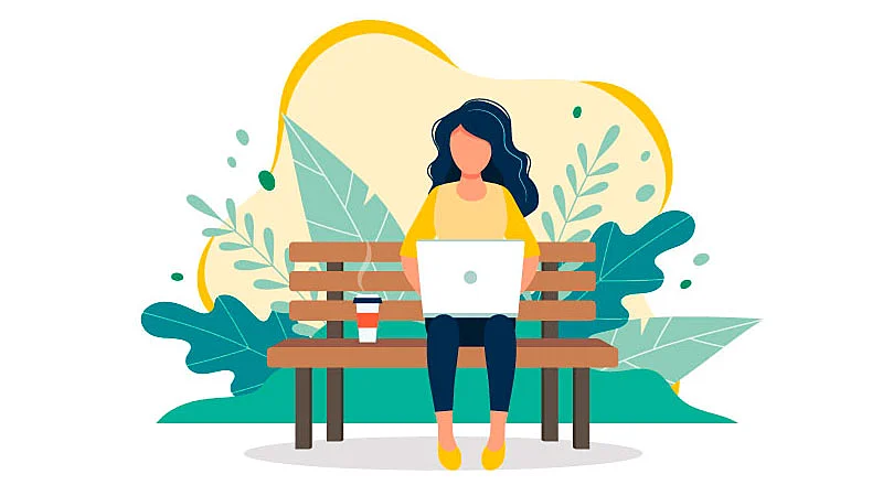 Empreendedora trabalhando em um ambiente externo