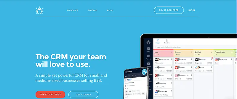 Salesflare home page